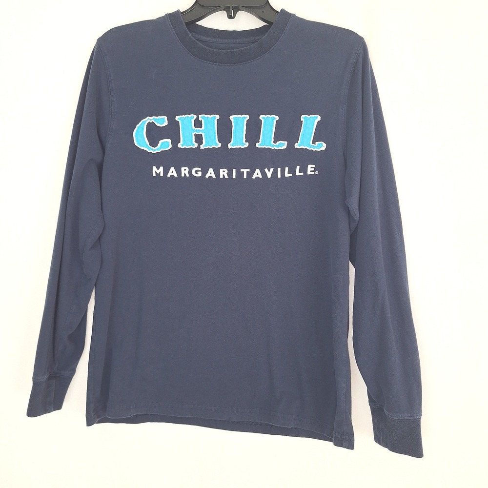 Margaritaville Modern Boho 100% Cotton Long Sleeve Graphic Tee Navy Small